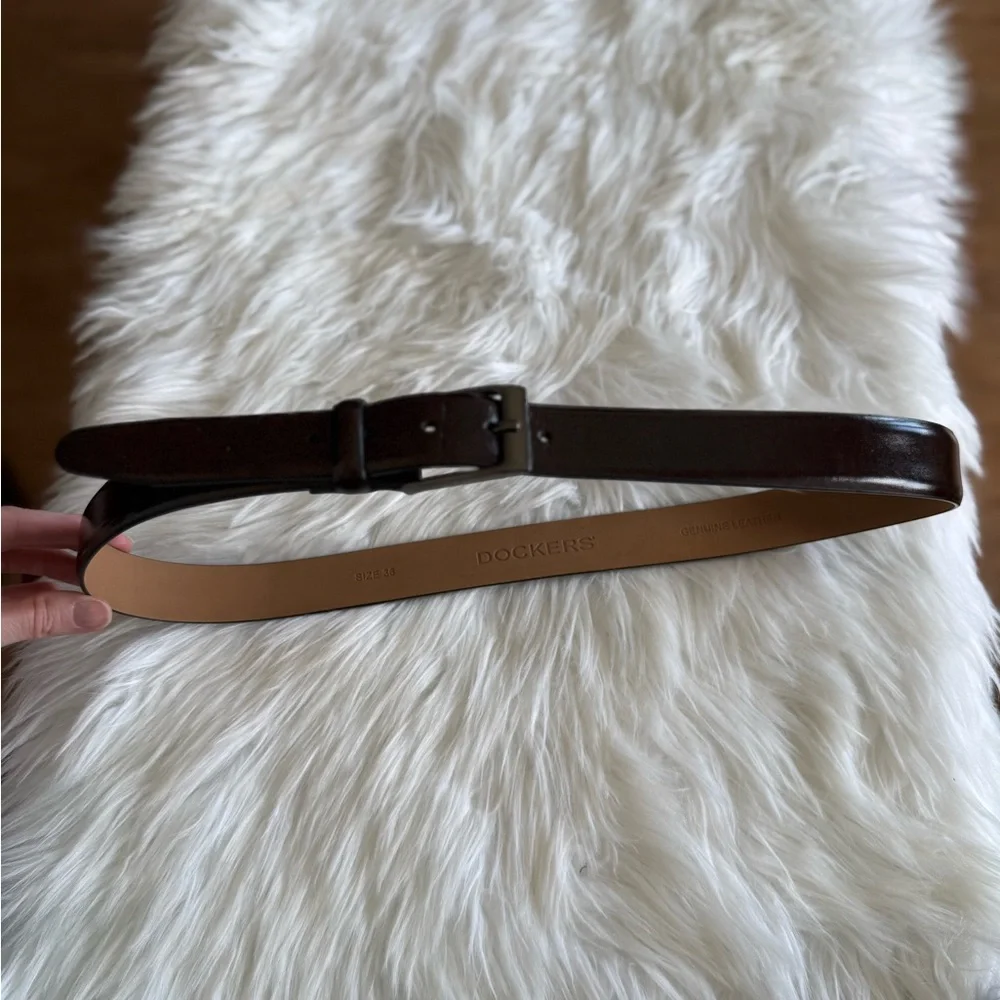 Dockers | Men’s Deep Brown Shiny Size 36 Belt Genuine Leather